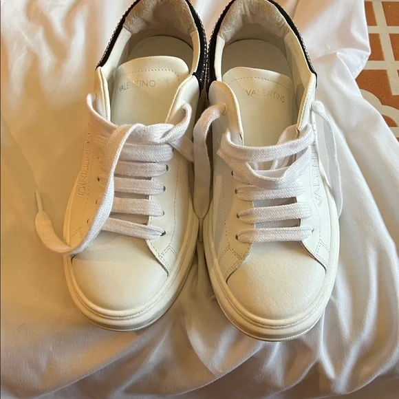 Valentino Women's White Sneakers with Black and Silver Accents - Picture 3 of 13